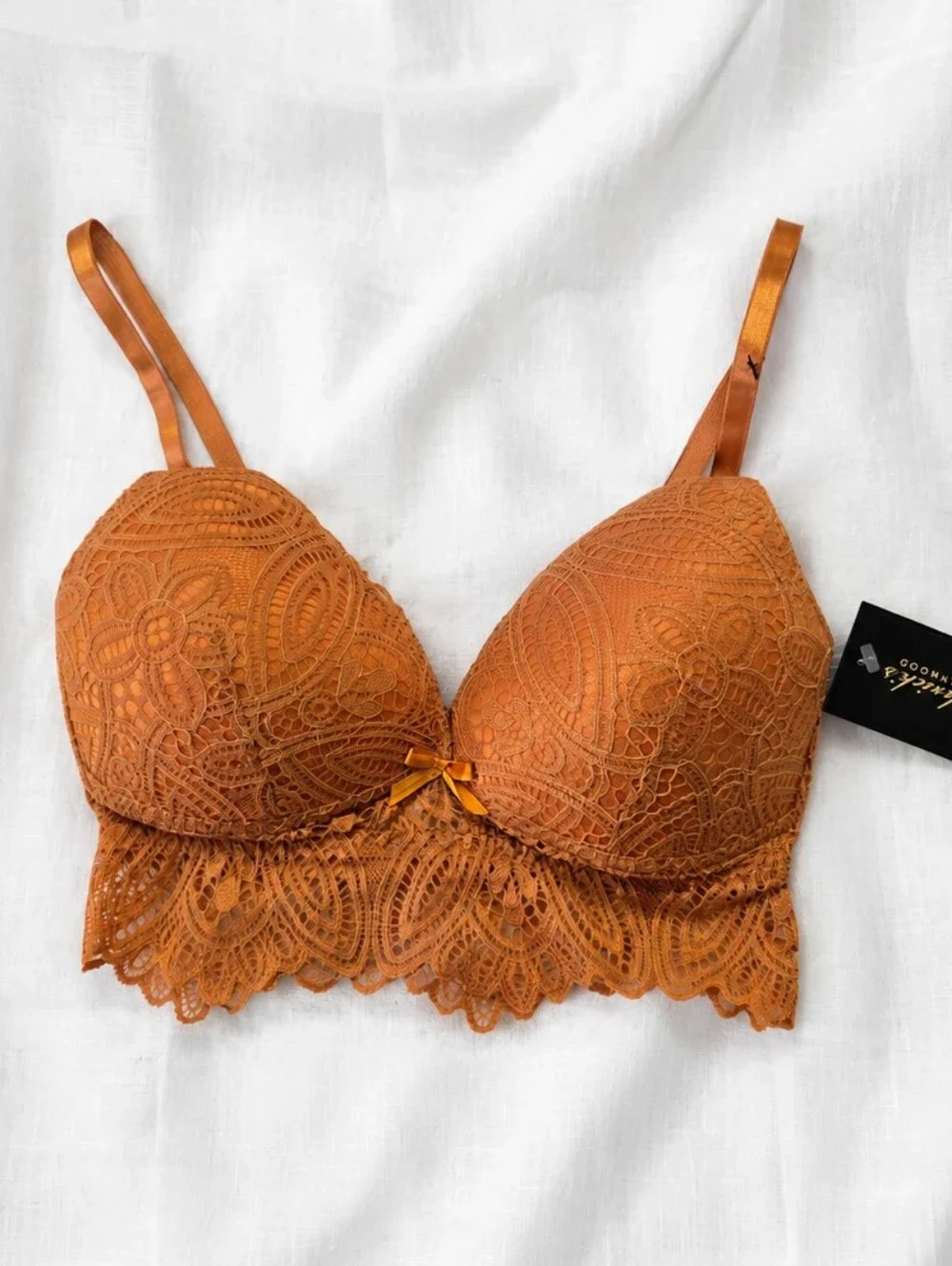 NWT Fredericks Of Hollywood Haley All Over Lace Bralette in Desert Sun Size M